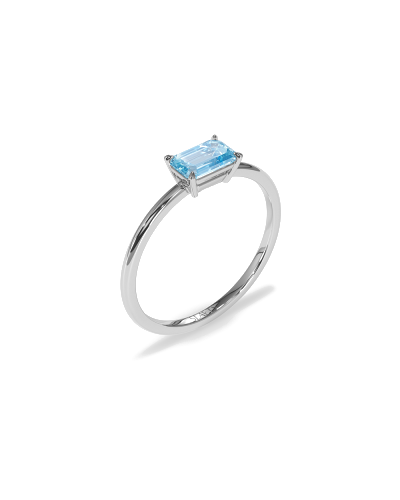 SLAETS Jewellery East-West Mini Ring Aquamarine, 18kt White Gold (watches)